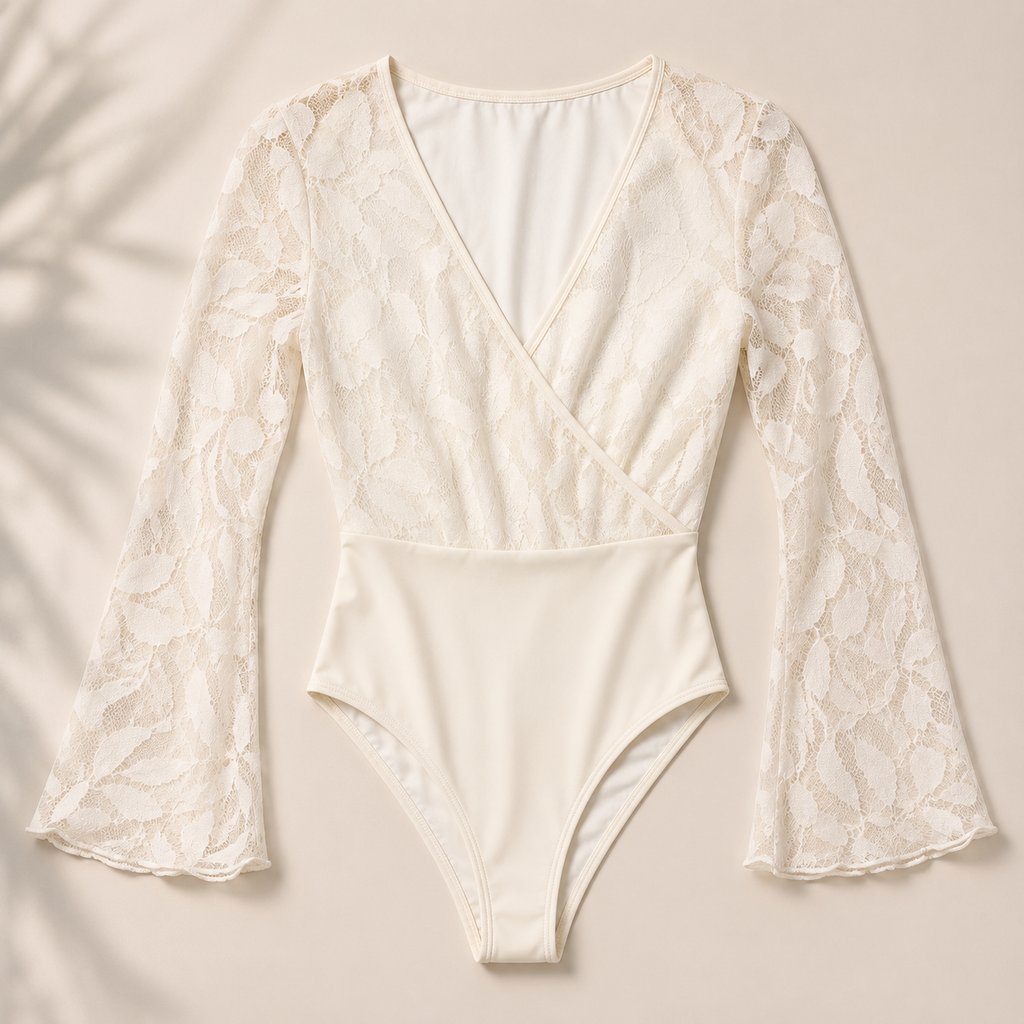 Lace Bodysuit with Winged Sleeves