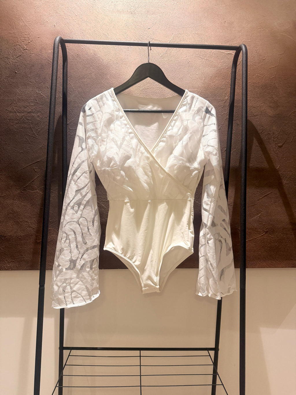 Lace Bodysuit with Winged Sleeves
